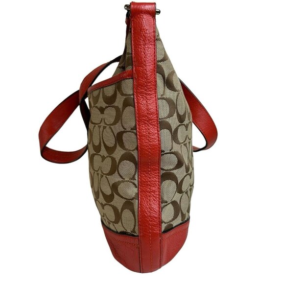 Auth Used COACH Crossbody Shoulder Hobo Bag Canvas Leather Outer Pocket Logo C - Picture 3 of 12